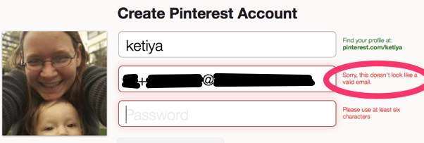 pinterest registration screenshot